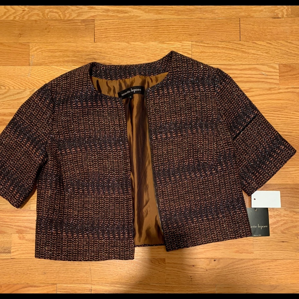 Nanette Lepore Metallic Cropped Jacket Size 4